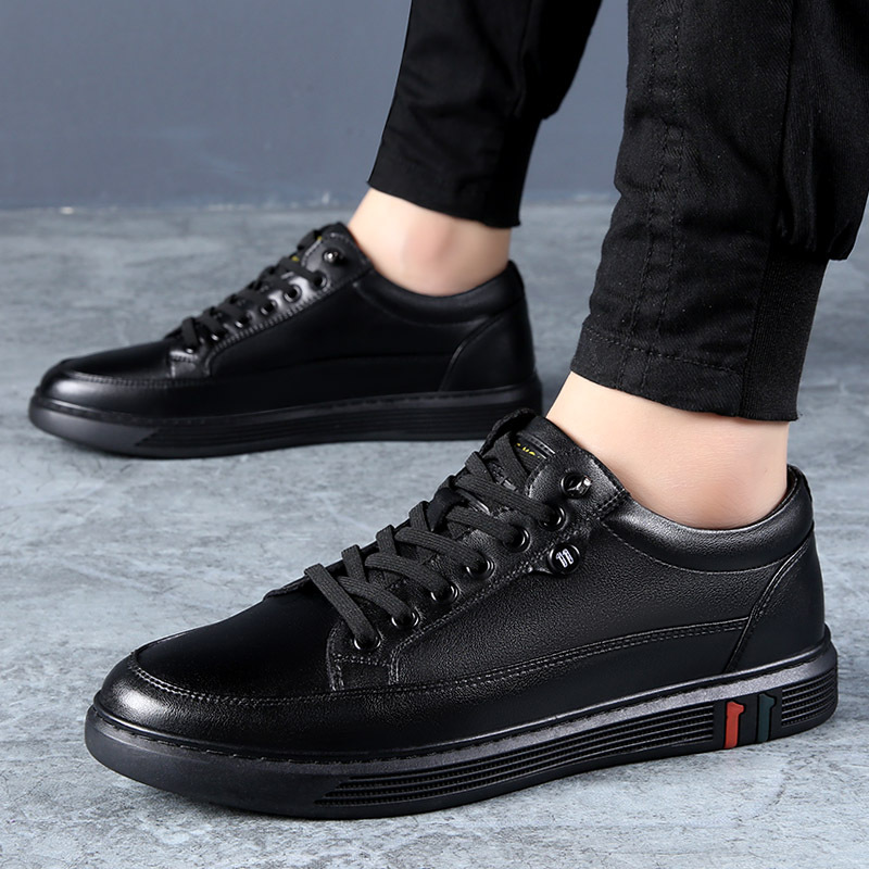 2023 Autumn/winter New Men's Shoes Made of Genuine Leather, Breathable and Versatile Korean Edition, Elevated Casual Leather Shoes, Men's Board Shoes_voghion.com