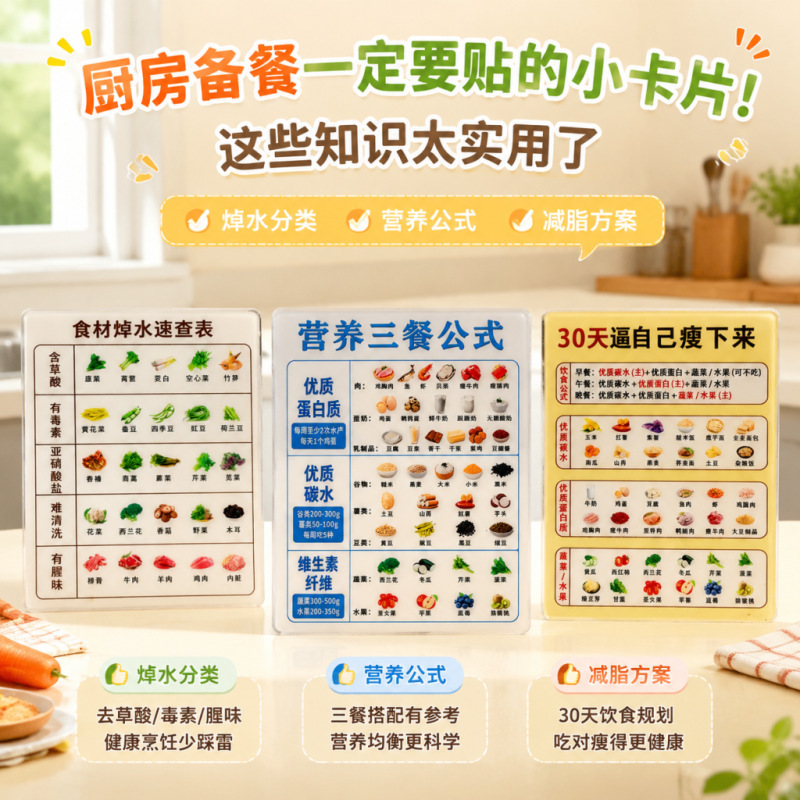 Acrylic healthy diet wall stickers, nutritional meal combinations, fat-reducing recipes, magnetic stickers, self-discipline weight loss ingredients Acrylic healthy diet wall stickers, nutritional meal combinations, fat-reducing recipes, magnetic stickers, self-discipline weight loss ingredients