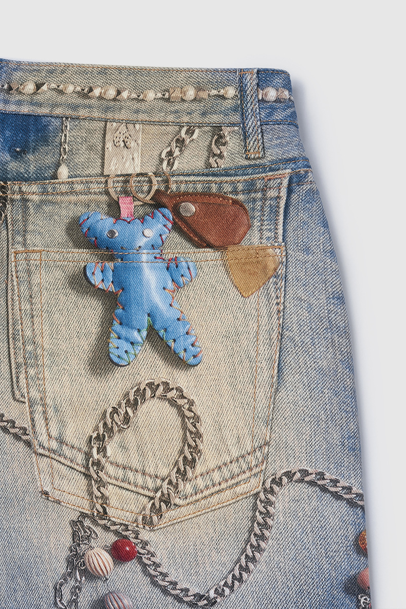 Herren Jeans Gerade Und Weit Geschnitten Digital Bedruckt_voghion.com