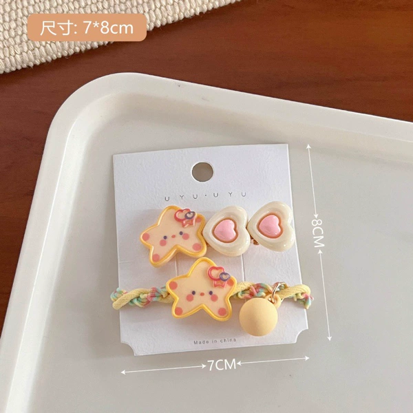 Cream yellow star hair rope + hairpin