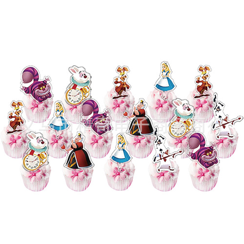 New Alice in Wonderland Theme Decor Tea Party Scene Setting Children's Paper Plate, Napkin, Tablecloth Set