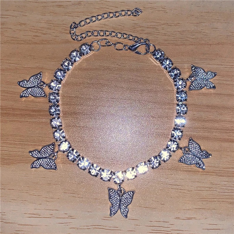 1 Piece Fashion Butterfly Metal Inlay Rhinestones Womenu0027S Anklet