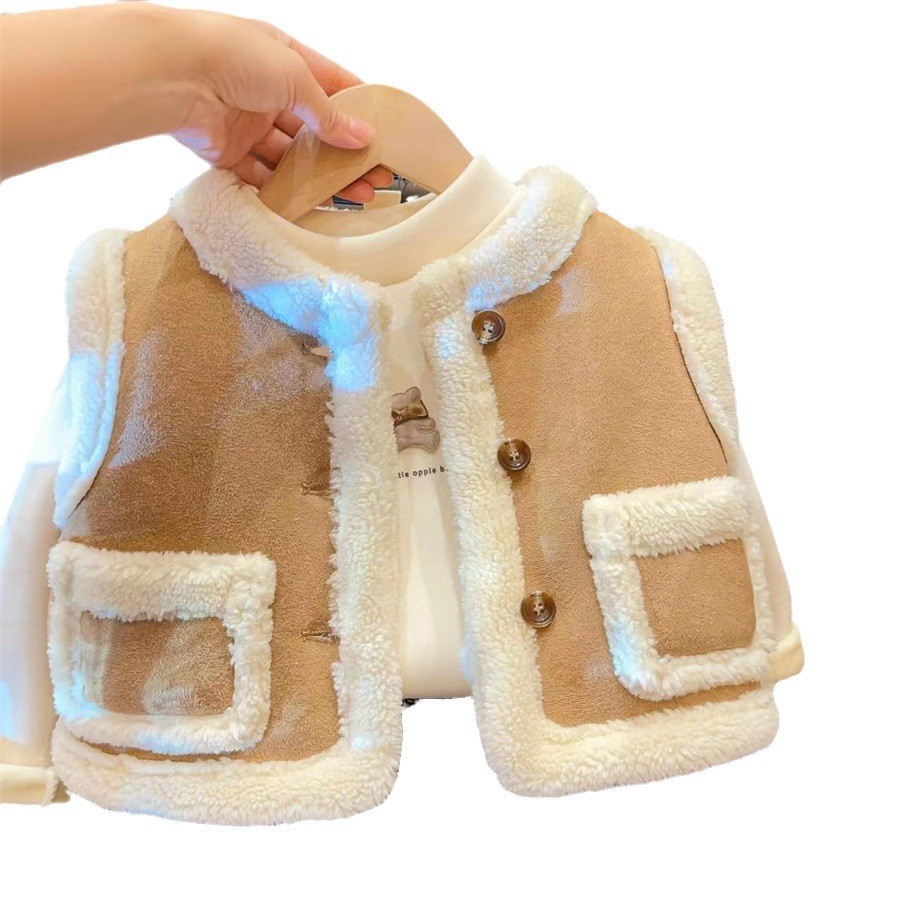 Chaleco redondo con estrella para niñas, chaleco sin mangas a la moda, chaqueta dulce estilo Chanel para bebé, otoño/invierno 2024.