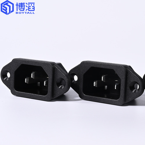 Botao AC power socket with fixed ears screw hole c14 pin suffix socket male socket safety TUV certification