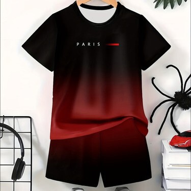 Multifunctional Platform Summer Men's Fashion Casual Short-Sleeve Simple Shorts Set Sports Youth