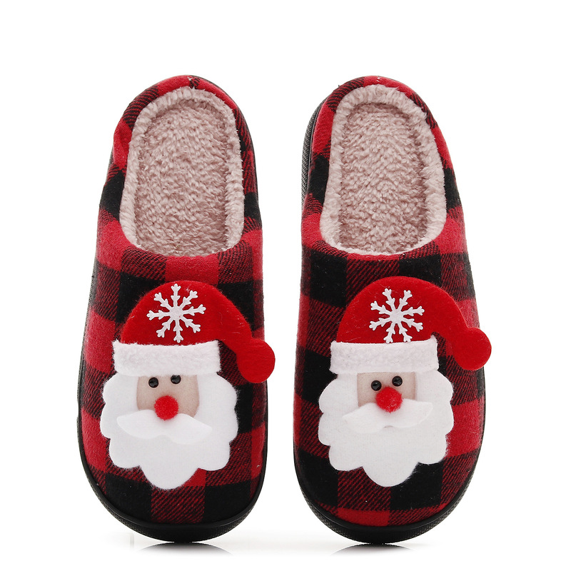25 New Christmas Black and Red Plaid Cotton Slippers for Women Winter Home Thickened Warm Anti-Slip Stuffed Slippers for Men 25 New Christmas Black and Red Plaid Cotton Slippers for Women Winter Home Thickened Warm Anti-Slip Stuffed Slippers for Men