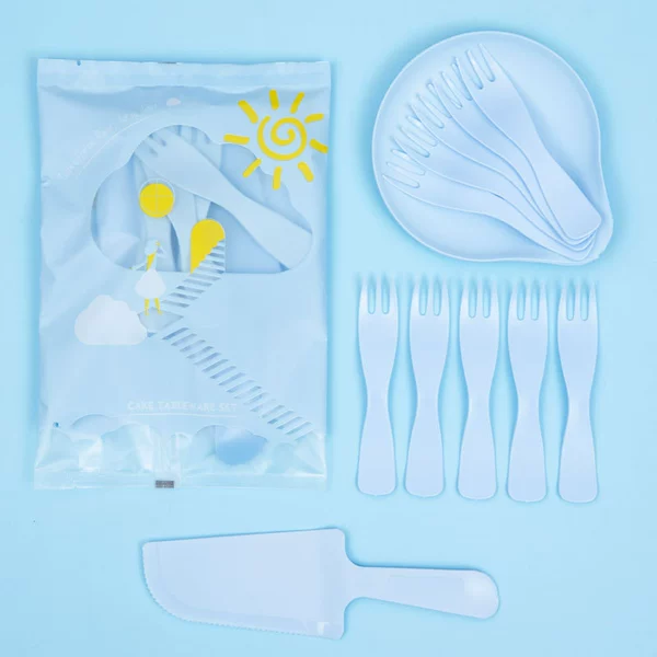 Poward cloud bag water dripping blue 10 plate fork knife 19 sets