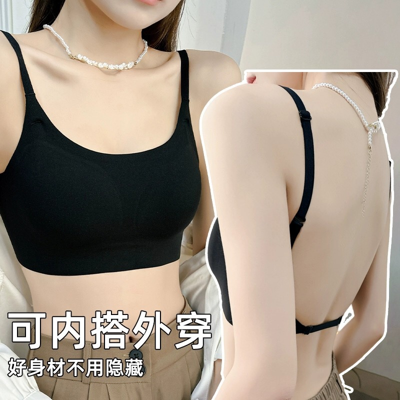 Underwear Women's Small Chest Gathering Thin U-shaped Beautiful Back One-piece Vest Seamless Strapless Bra for Summer Underwear Women's Small Chest Gathering Thin U-shaped Beautiful Back One-piece Vest Seamless Strapless Bra for Summer