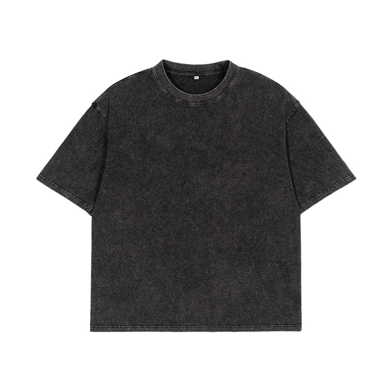 ETAI para hombre | Camiseta de cuello redondo lavada holgada de algodón pesado marca de moda de verano manga corta de hombre retro de alta calidad
