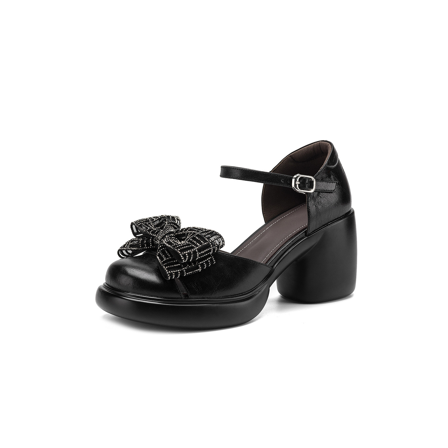 Sandal cao gót nữ mũi nhọn quai ngang đế dày gót 7 cm — đen chi tiết 26