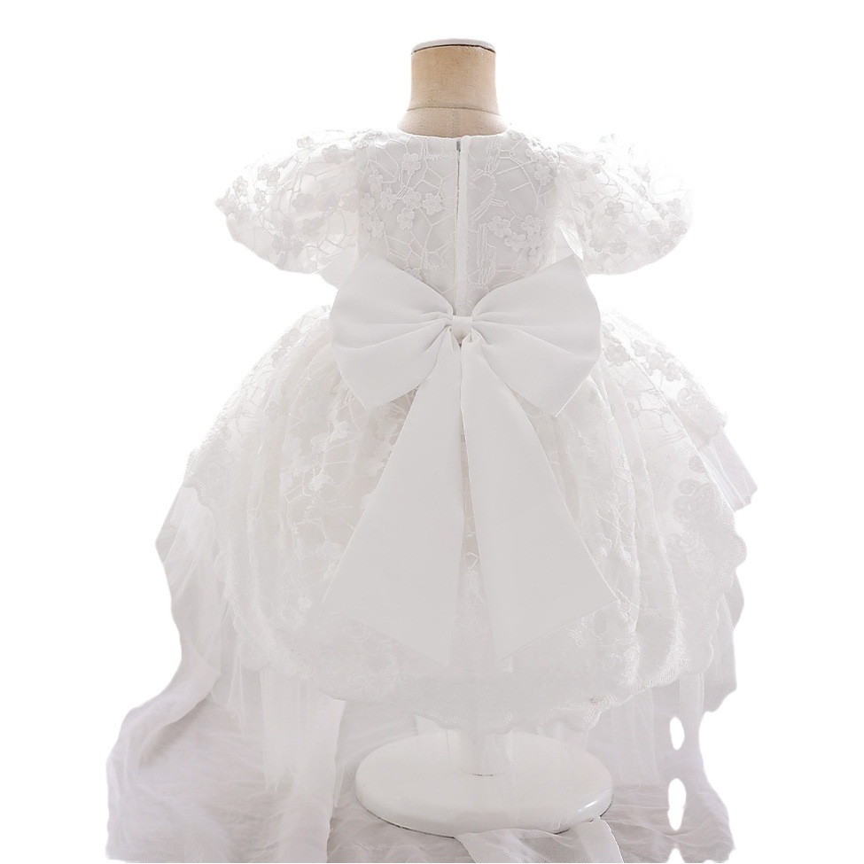 Vestido de los nuevos niños de Europa y América noble trailing flor niña boda princesa vestido malla pastel vestido en stock