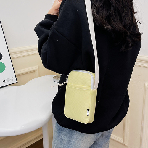 Women's Single Shoulder Bag, Sweet Crossbody Mini Small Bag, Korean Style, Versatile Zero Wallet, Vertical Handheld Canvas Factory