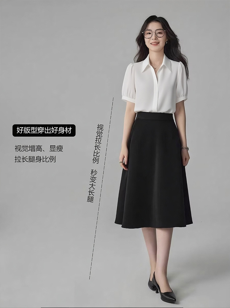 Chân váy xếp ly dài nữ công sở dáng xòe — Váy kẻ ô màu xanh navy chi tiết 6