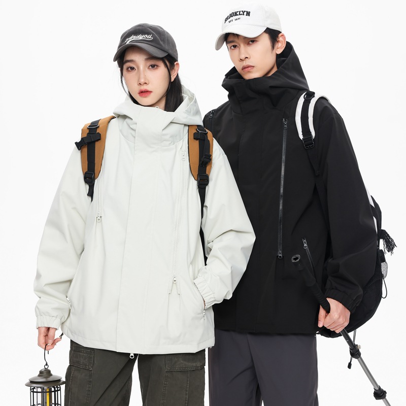 Casual al aire libre pareja vestir pareja simple moda casual al aire libre encapuchado tres impermeables vestir ropa de montaña adolescente image 1