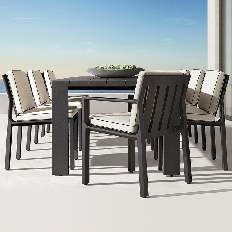 Al Aire Libre teca mesa y silla combinación patio al aire libre Villa aleación de aluminio muebles Hotel terraza Ocio al aire libre mesa y silla