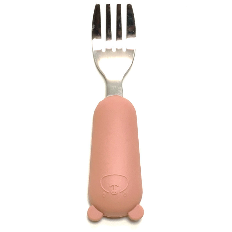 복숭아 색 (곰 실리콘 스테인레스 스틸 포크)