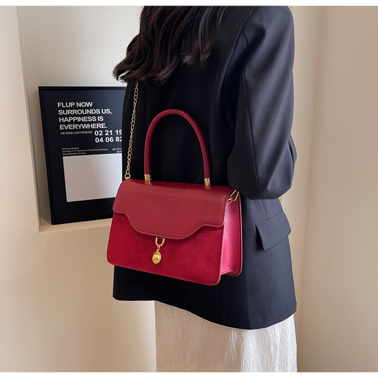 Borsa a tracolla in velluto rosso retro piccola borsa a mano sposa_voghion.com