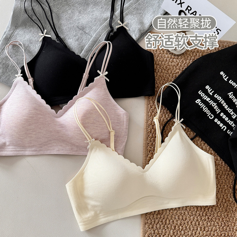 Authentic Zhiqu Wireless Bra for Women with Small Busts, Push-Up Bra with Side Support for Side Breasts, Jelly Strip Soft Support, Seamless Bra