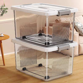 手提透明收纳箱家用加厚衣服玩具零食书本大容量整理盒塑料储包邮