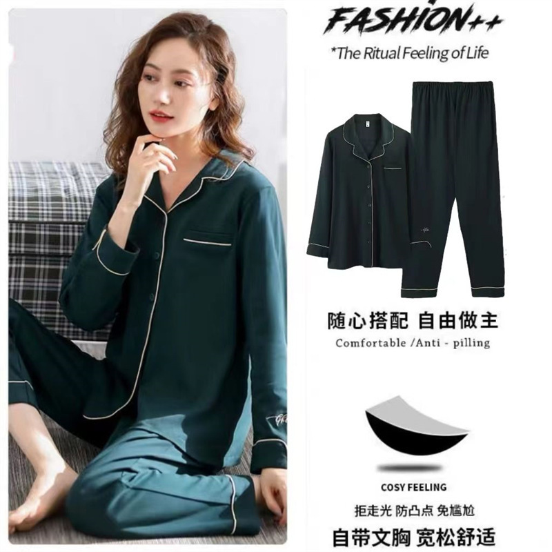 100% pijamas de algodón para madres jóvenes y de mediana edad con almohadilla en el pecho chica de manga larga casual ropa para el hogar otoño e invierno más tamaño