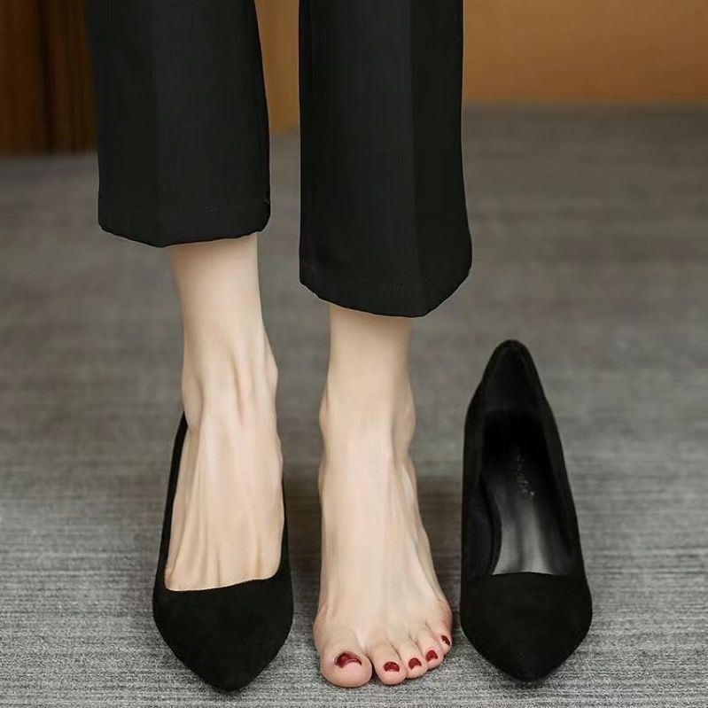 Thick-Heeled Black High-Heeled Shoes for Women 2025 New Versatile Professional Civil Servant Interview Wide Fat Feet Not Tired Commuting Shoes