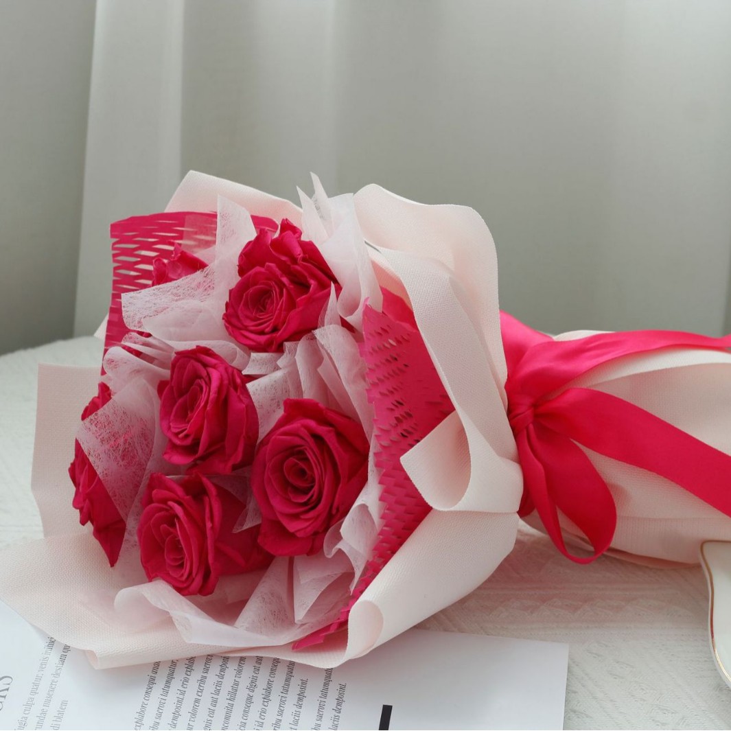 Ramo de Rosas con Salsa de Ciruela Negra, Regalo de San Valentín o Cumpleaños, Flores Secas, Flores Reales, Flores Eternas, Ramo de Flores Terminado, Sensación de Alta Gama