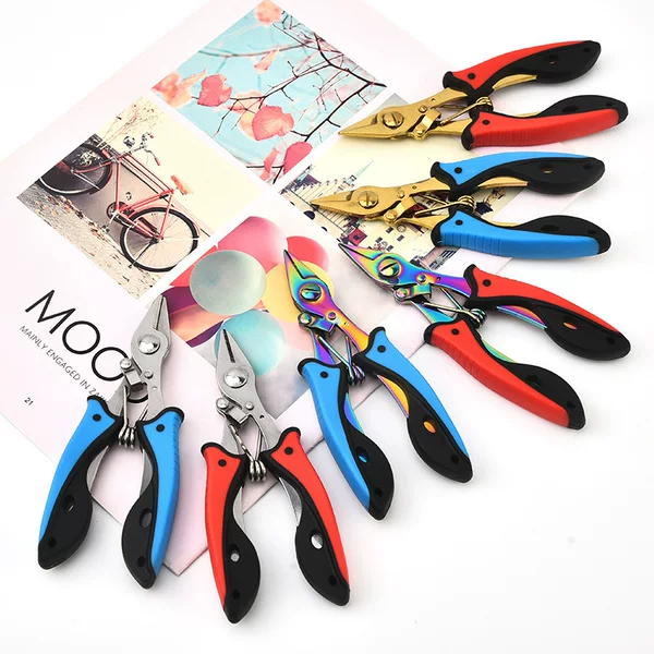 Strong horse fishing line scissors two-color lead leather scissors stainless steel fishing pliers multi-function fishing tools outdoor fishing gear
