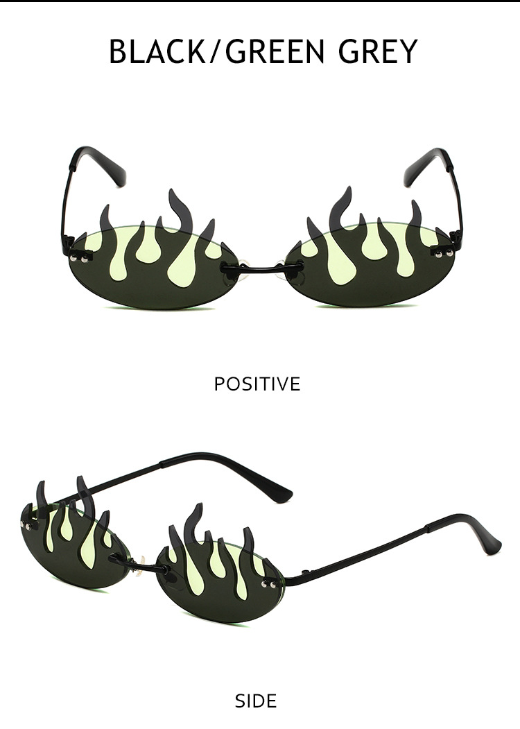 Men's Sunglasses New Hip Hop Flame Sunglasses Internet Celebrity Ins Double Lens Glasses Funny Contrast Color Sunglasses Female Trend_viptrois.com