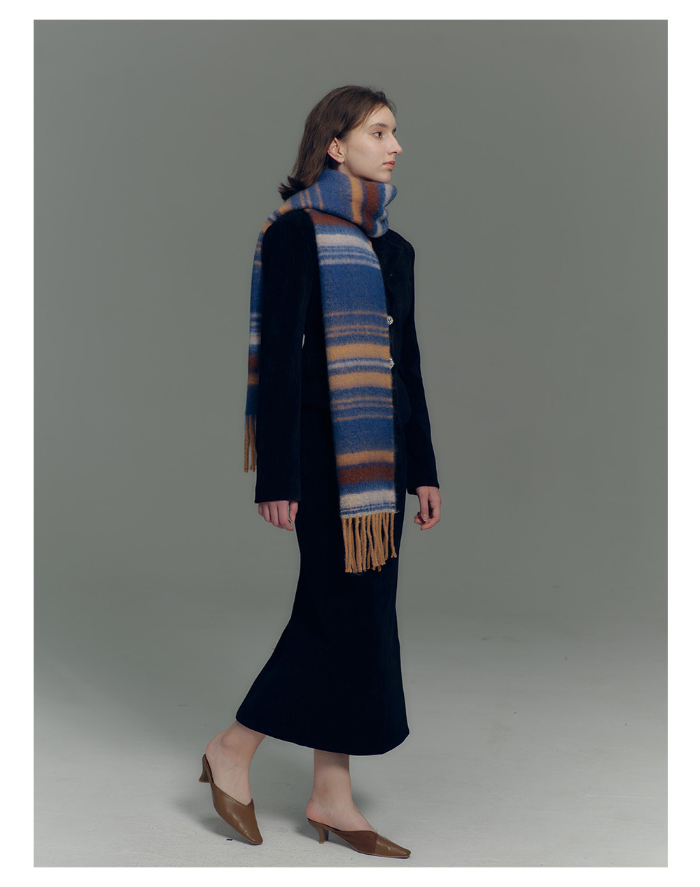 Sciarpa a righe design uomo e donna in morbido finto cashmere_voghion.com