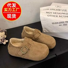 厚底内增高勃肯鞋女2025年秋冬新款全包一脚蹬乐福豆豆鞋复古单鞋