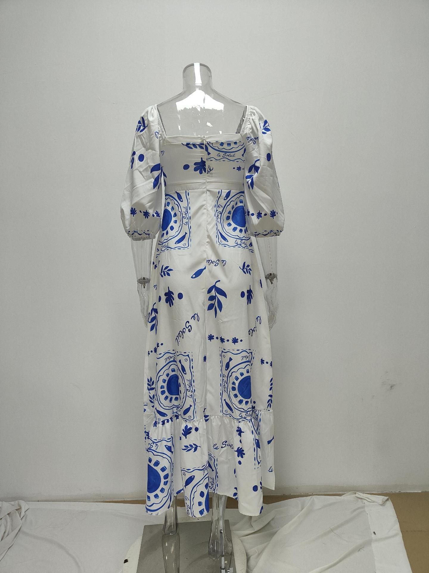 Women's Off-shoulder Printed Bodysuit With Flared Sleeves Slim Fit_voghion.com