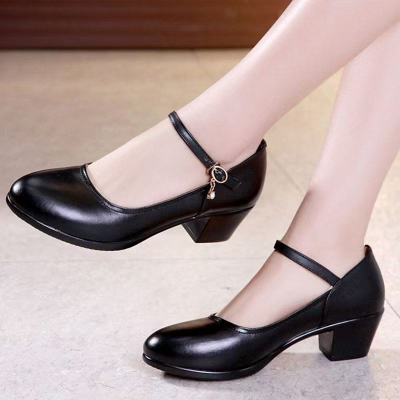 2026 zapatos de verano poco profundos zapatos de cuero de madres zapatos de trabajo negros zapatos de mujer