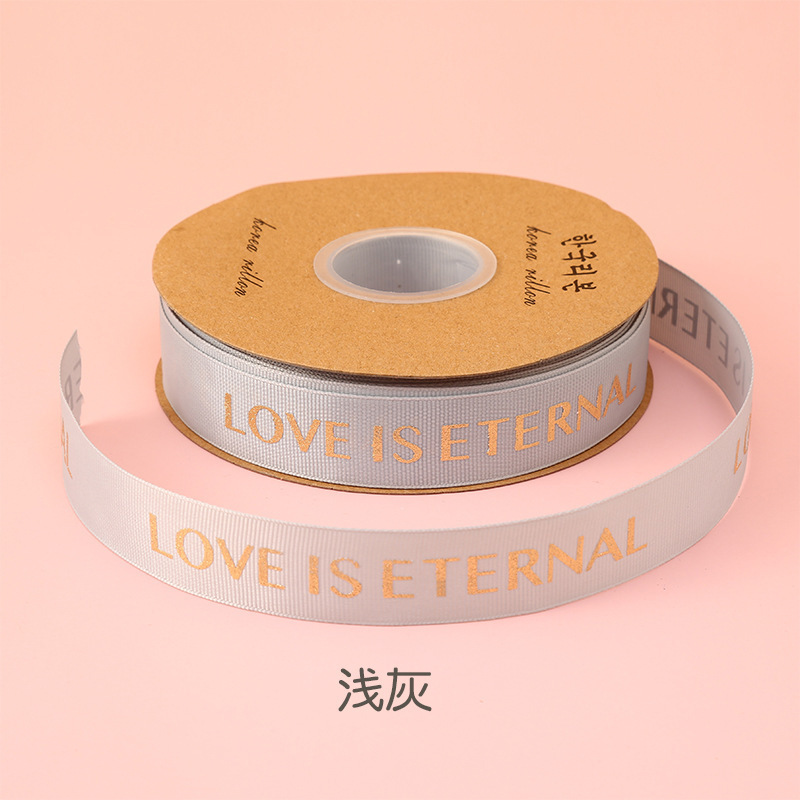 Stock 1CM estampado letras inglesas roscado cinta flores pastel de regalo decoración hecha a mano DIY cinta de alta densidad