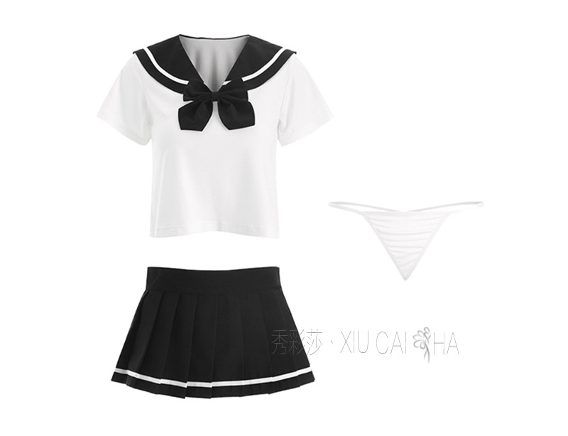Cute Japanese Student Roleplay Uniform Set with Sweet Short Miniskirt — detail image 6