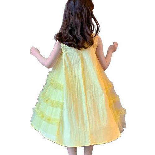 Ladies' Summer Dress 2025 Trendy Kids' Clothing Girl Net Strap Dress Children's Summer Skirt Thin Model