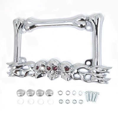 Plastic Skull Motorcycle License Plate License plate holder/license plate holder - silver