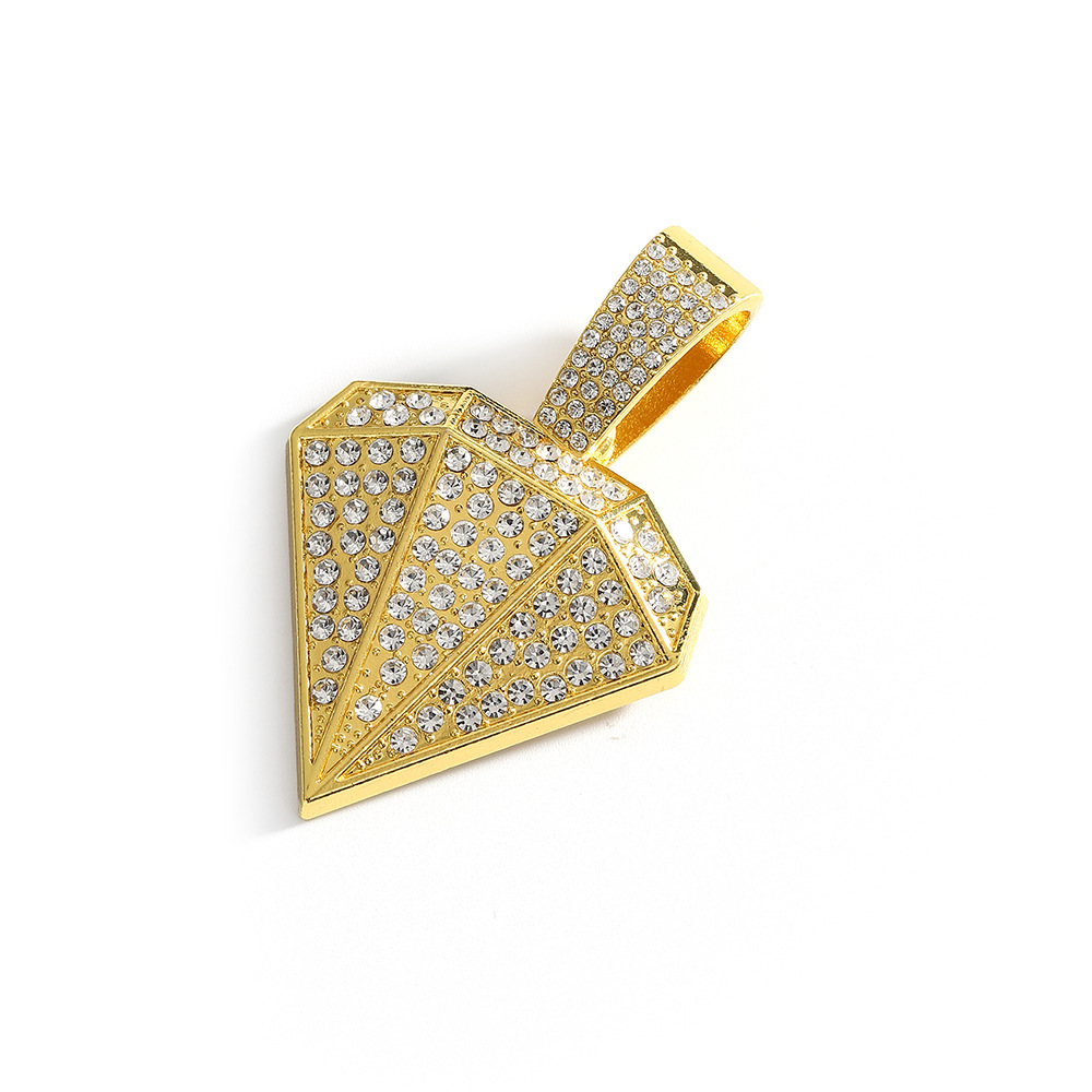Collar de cadena cubana con colgante de aleación en forma de diamante, estilo hip-hop, moderno y creativo para hombre