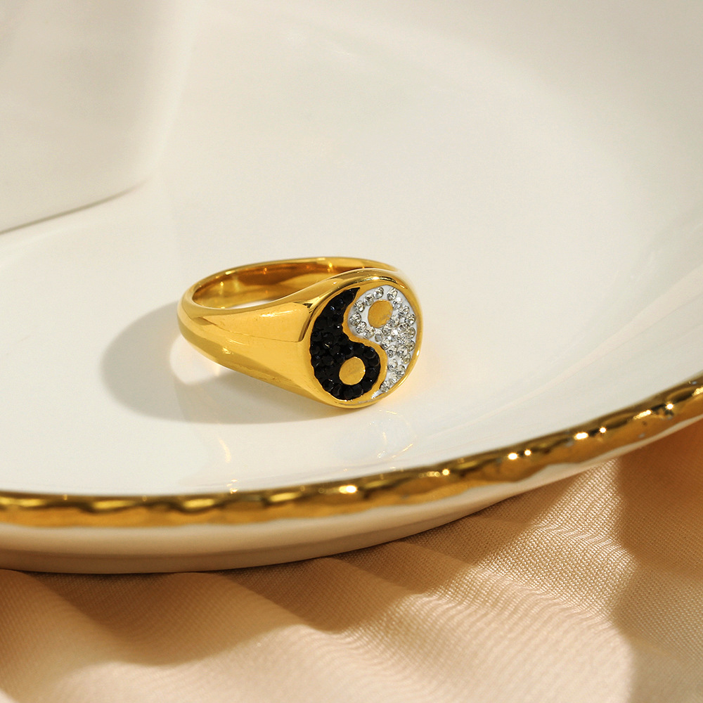 Simple Style Geometric Stainless Steel Rings Inlay Rhinestone Stainless Steel Rings