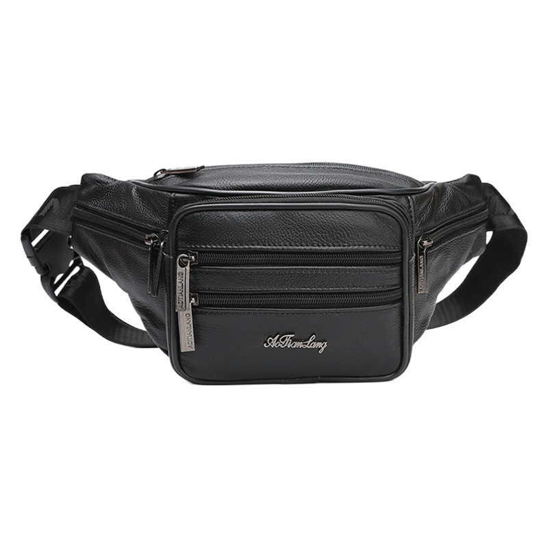 Cross-Border Genuine Leather Men's Waist Bag 2025 New Style Cowhide Multi-Functional Trendyy Shoulder Bag Men's Sports and Leisure Crossbody Bag