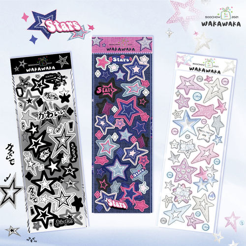 [y2k star stickers] Waka Waka Guka hand account stickers ins style cute hot girl diy small card decoration