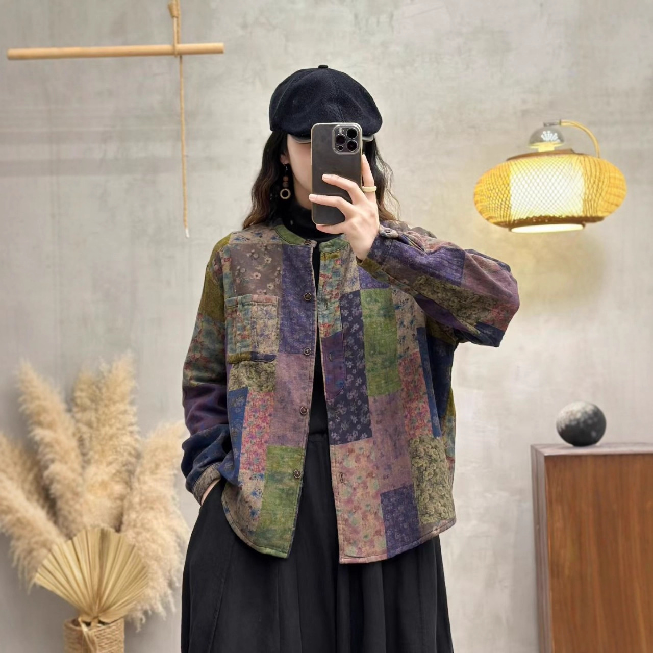 2025夏季新品文艺复古百搭印花宽松大码棉麻宽松小衫女式外套503