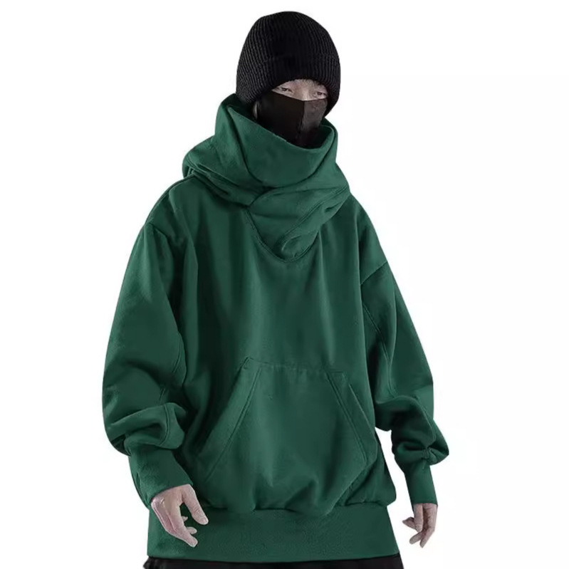 2026 Autumn New European and American Style Stacked Collar Fleece-Lined Hooded Sweatshirt, Loose Casual Couple Pullover Top, Trendy and Versatile