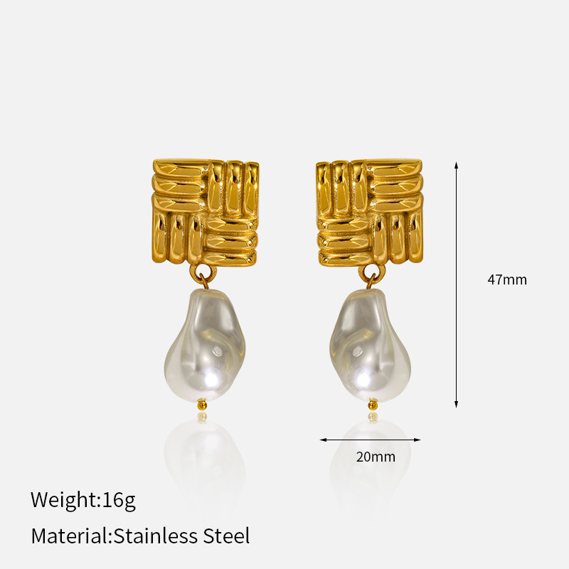 20g Weight 304 Stainless Steel Ear Needle Material Drop Earrings, Ear Studs Classification 1 Pair Quantity Holiday, Daily Occasion 304 Stainless Steel, Imitation Pearl Material Geometric Pattern All Seasons Season Women's Gender Polished Finish IG Style, Elegant, Vintage Style Style 1 Pair IG Style Elegant Vintage Style Geometric 304 Stainless Steel Imitation Pearl Drop Earrings Ear Studs 2