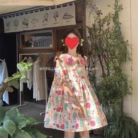 韩系可爱甜美减龄连衣裙2025宽松遮肚子夏季新款立体小花娃娃裙女