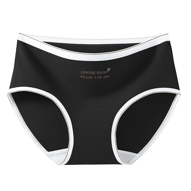 Algodón puro antibacteriano entrepierna Algodón puro Clase A Cintura media sin costuras 2024 Nuevo calzoncillos de mujer de color de contraste de entrepierna de algodón de Xinjiang