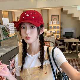 棒球帽女显脸小2025春夏新款满天星帽子大头围韩版潮宽帽檐鸭舌帽