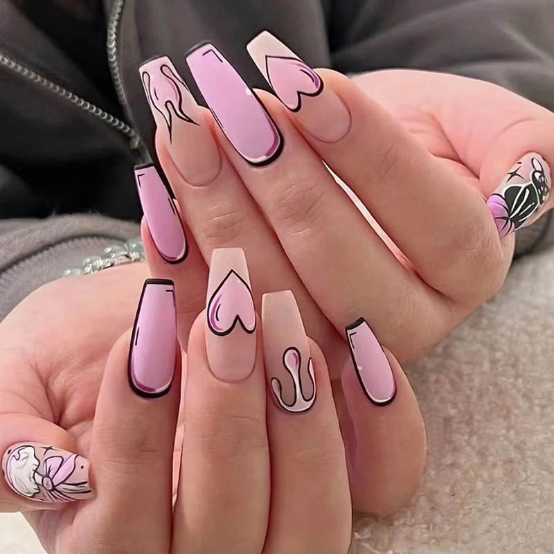 Cross-border wear nail long funny funny comic style fake nail nail detachable patch nail n wholesale Cross-border wear nail long funny funny comic style fake nail nail detachable patch nail n wholesale