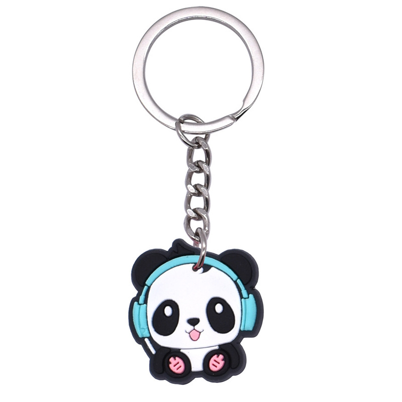 パンダのアニメのキーホルダーの部品のPVCの柔らかいゴムのキーホルダーの包みのペンダントのかわいい小さい贈り物のメーカーは卸売りします。|undefined