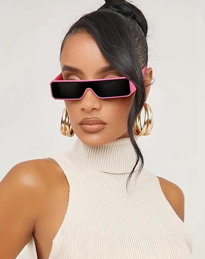 60g Weight Full Frame Glasses Structure Sunglasses Classification PC, UV400 Protection Lens Material Square Glasses Style Travel, Daily Occasion Solid Color Pattern All Seasons Season Unisex Gender Hip-Hop Style Grey, Pink Color Hip-Hop Solid Color PC UV400 Protection Square Full Frame Women's Sunglasses 无
