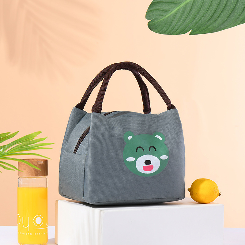 곰 캐릭터 옥스퍼드 보온 도시락 가방 22x15x17cm